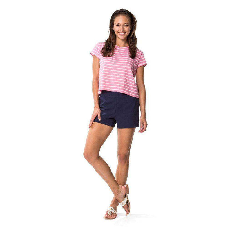 Textured Knit Stripe Crop Top in Pink by Sail to Sable - Country Club Prep