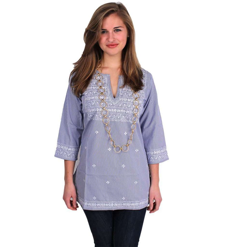 The Brooks Tunic in Blue and White by Gretchen Scott Designs - Country Club Prep