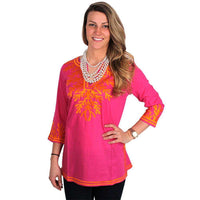 The Reef Tunic in Fuchsia and Orange by Gretchen Scott Designs - Country Club Prep