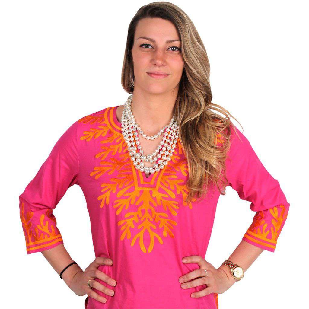 The Reef Tunic in Fuchsia and Orange by Gretchen Scott Designs - Country Club Prep