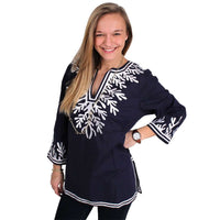 The Reef Tunic in Navy and White by Gretchen Scott Designs - Country Club Prep