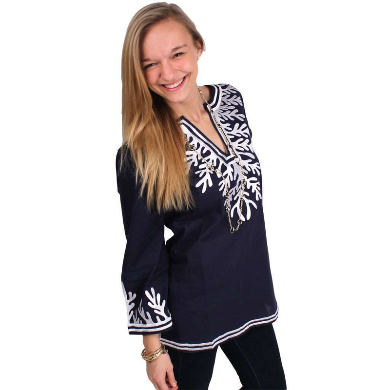 The Reef Tunic in Navy and White by Gretchen Scott Designs - Country Club Prep