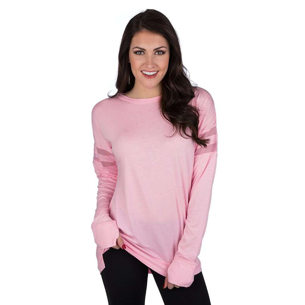 Tie Breaker Workout Top in Pink by Lauren James - Country Club Prep