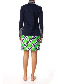 TSD Tunic in Navy with Light Blue Embroidery by Elizabeth McKay - Country Club Prep