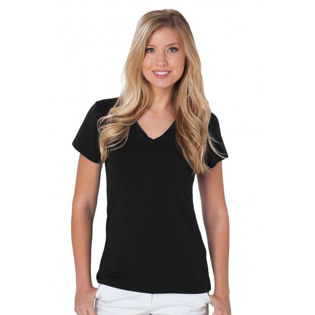 V-Neck Tee in Black by Southern Tide - Country Club Prep