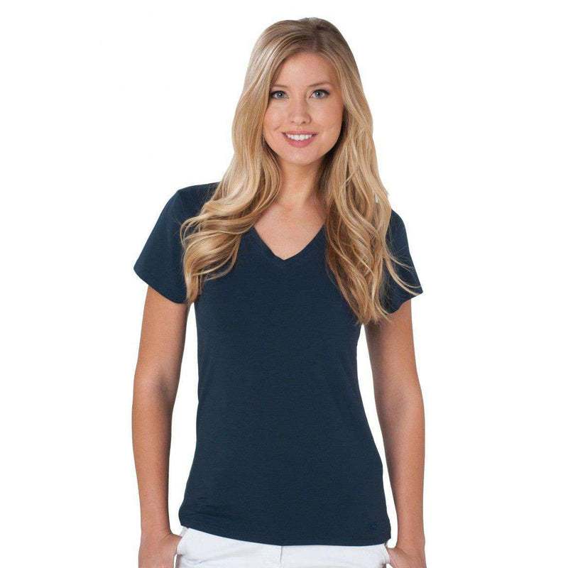 V-Neck Tee in Navy by Southern Tide - Country Club Prep