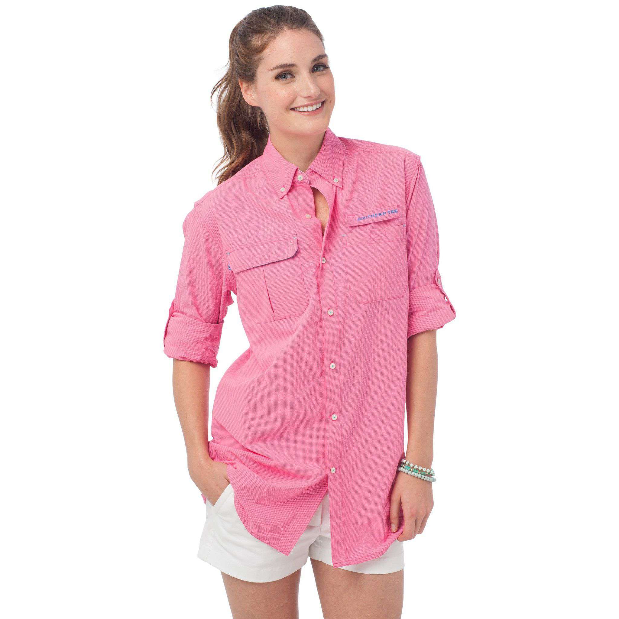 Women's Sullivan Fishing Shirt in Berry Check by Southern Tide - Country Club Prep