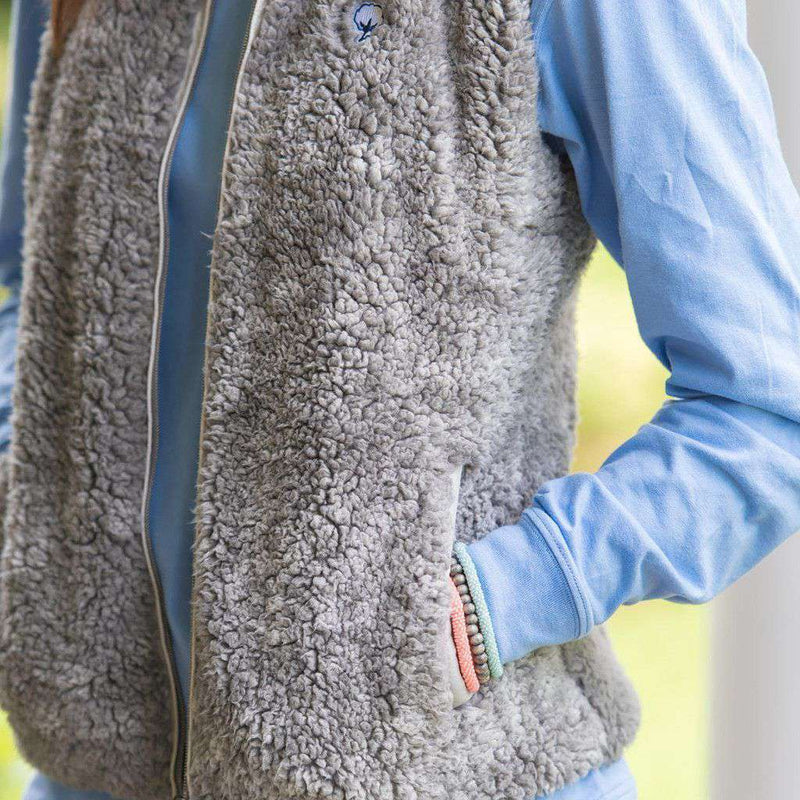 Heathered Zip Sherpa Vest in Moon Mist by The Southern Shirt Co. - Country Club Prep