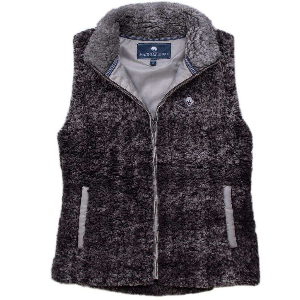 Heathered Zip Sherpa Vest in Phantom by The Southern Shirt Co. - Country Club Prep