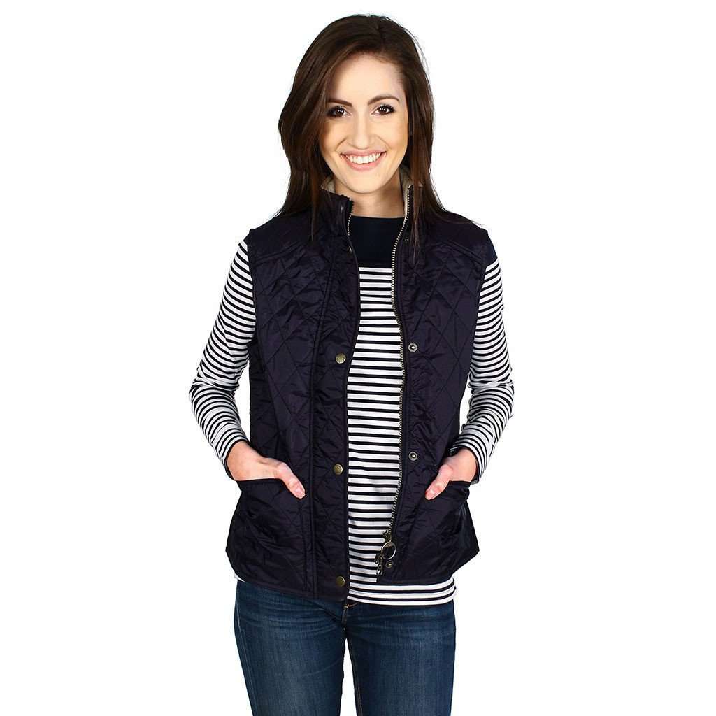 Summer Liddesdale Gilet in Navy/Pearl by Barbour - Country Club Prep