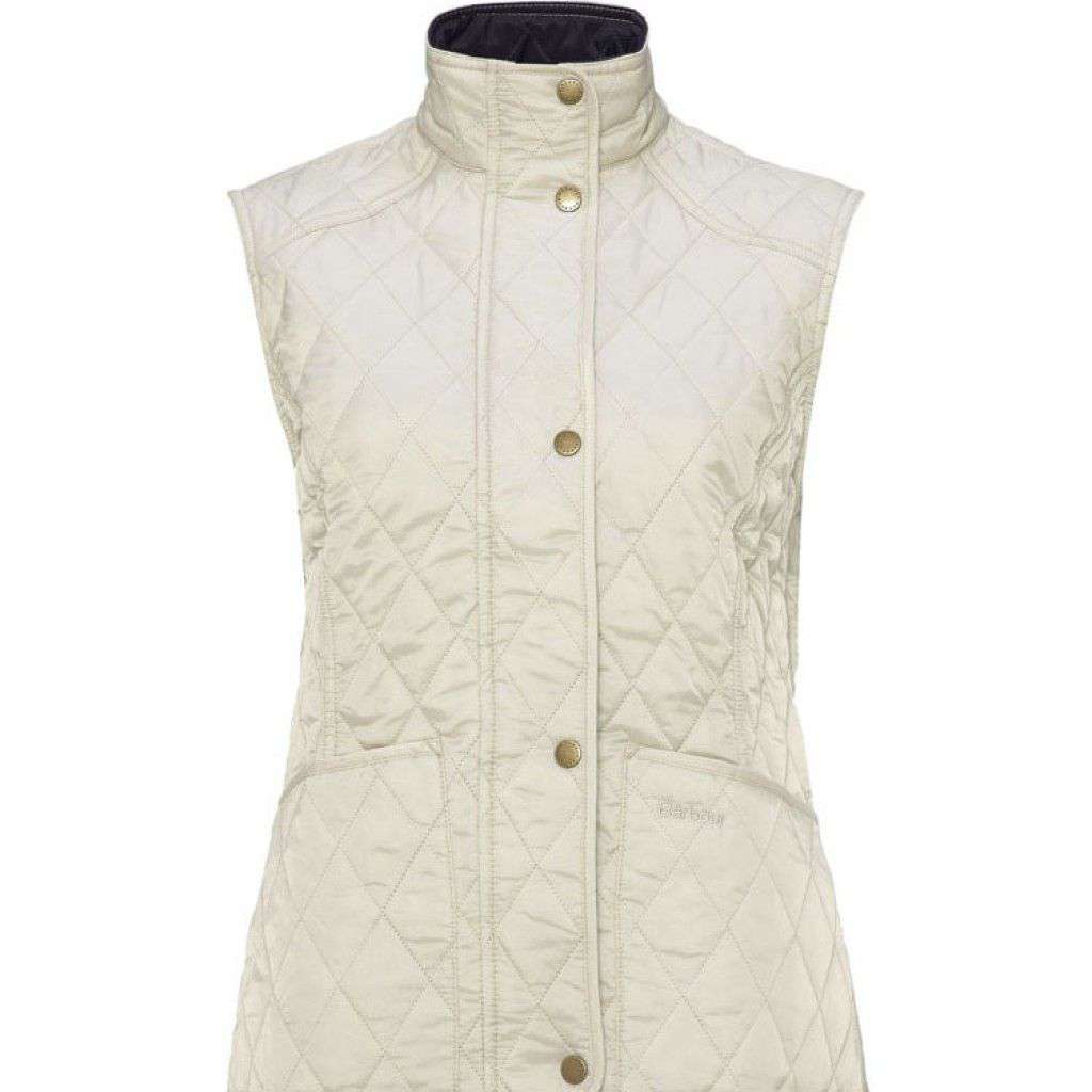 Summer Liddesdale Quilted Gilet in Pearl/Navy by Barbour - Country Club Prep