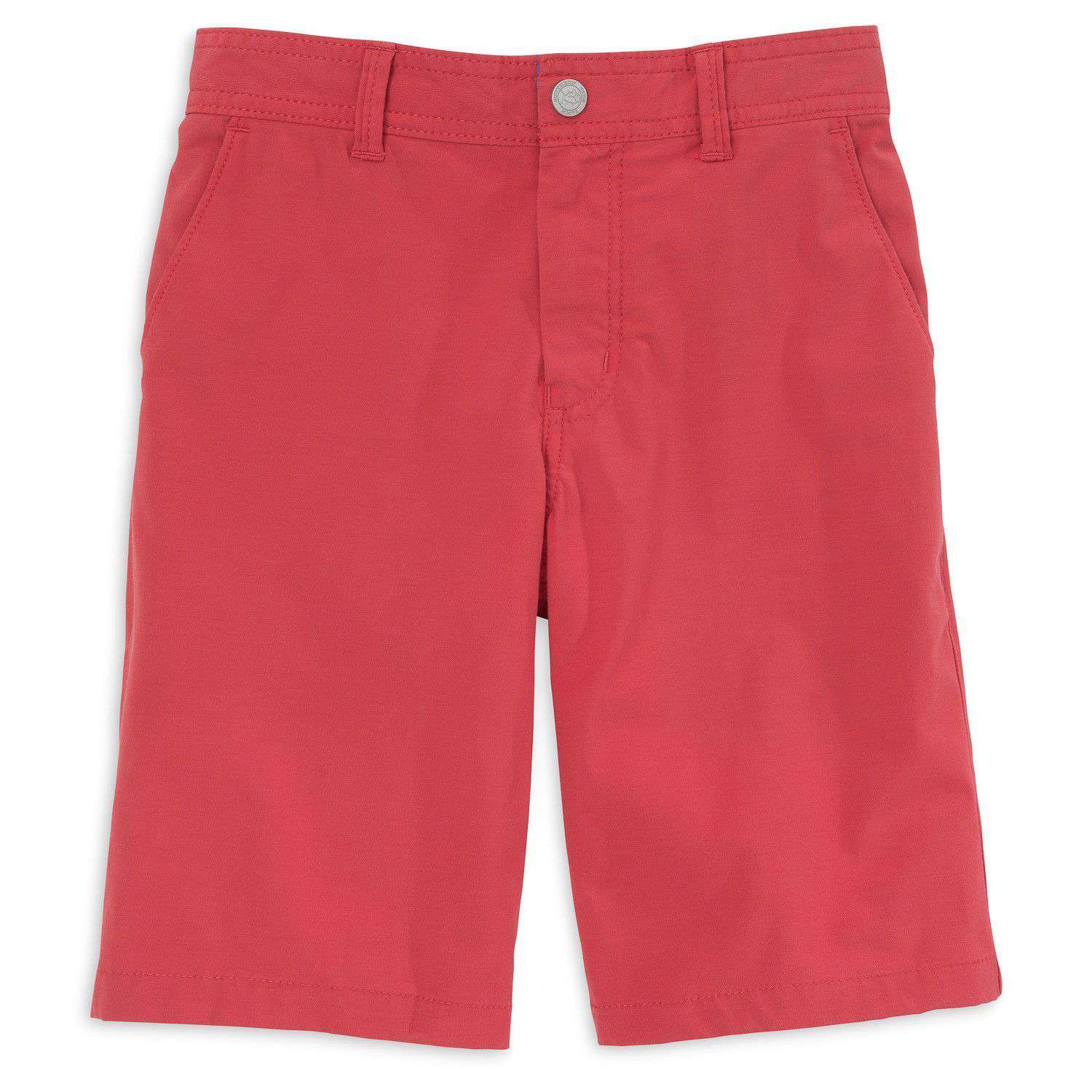 Youth Tide to Trail Performance Shorts in Charleston Red by Southern Tide - Country Club Prep