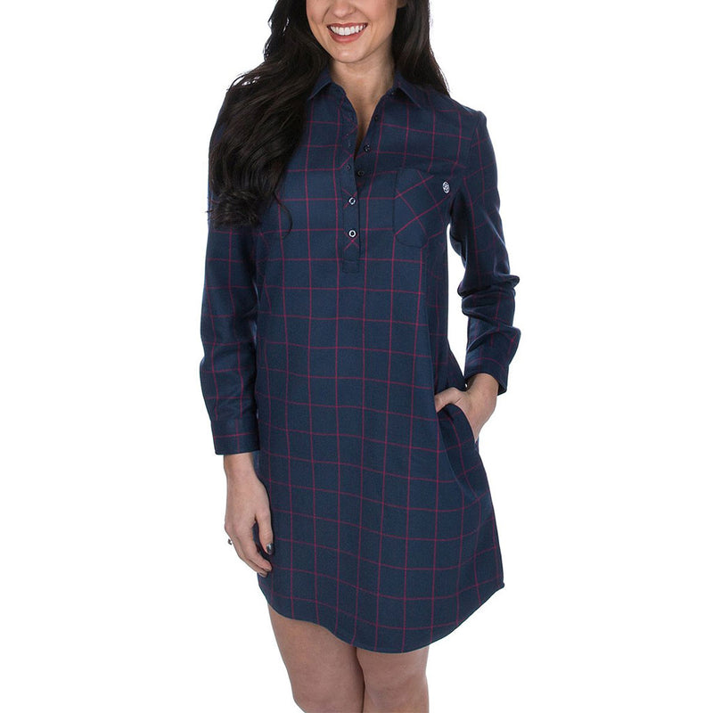 Dakota Plaid Dress in Navy by Lauren James - Country Club Prep